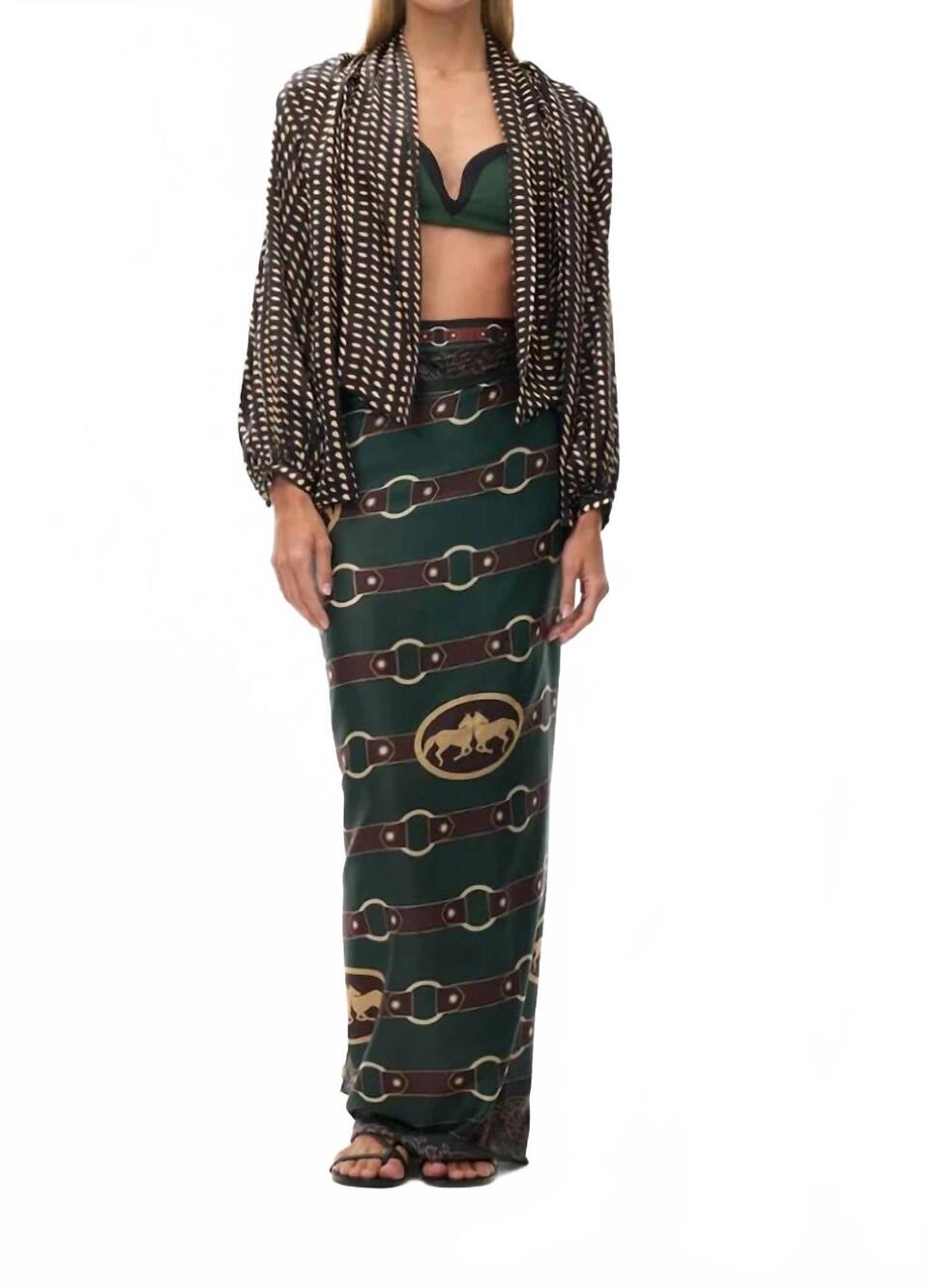 NEW JUAN DE DIOS de la falaise sarong in green horse reins